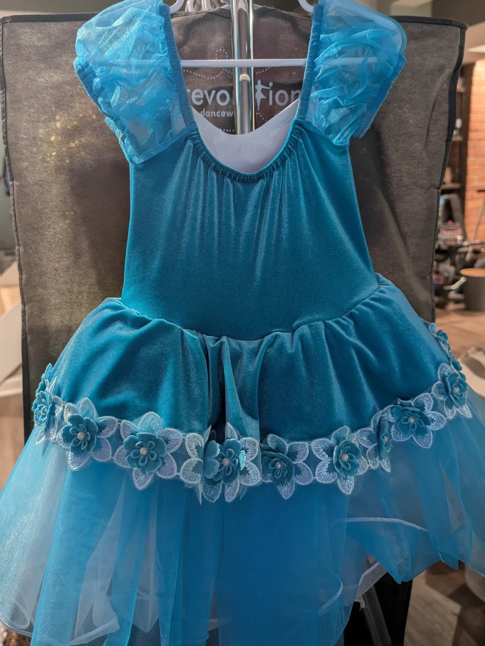 Blue/White Floral Tutu Dress Kids Dance Costume